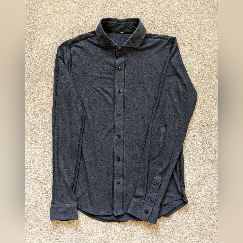 Lululemon Rival Button Up Long Sleeve Heathered Inkwell Gray Men’s Size Small